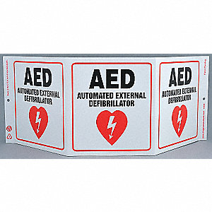 SAFETY SIGN,AED,3-SIDED