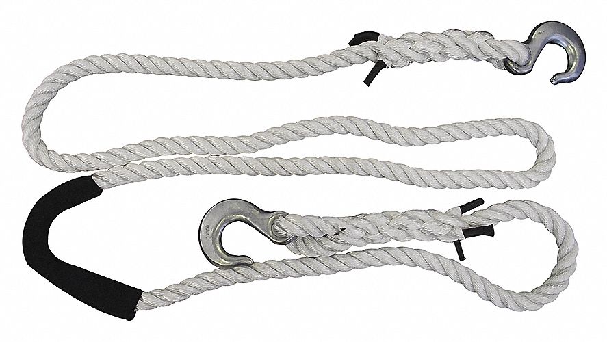 TOW ROPE W/HOOKS 1-14IN X 20 FT WHT