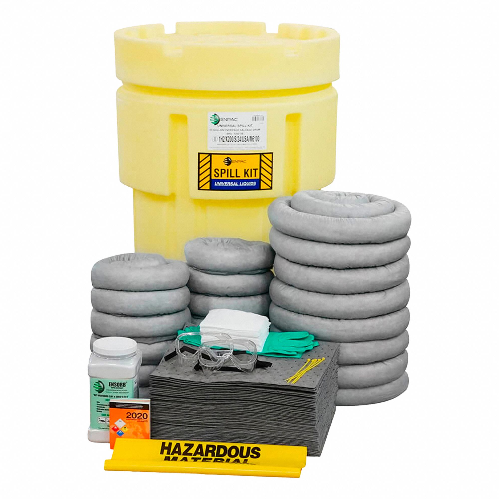 TROUSSE POUR DÉVERSEMENT, 41 GALLONS ABSORBÉS PAR KIT, CAPACITÉ DE 65 GAL, JAUNE