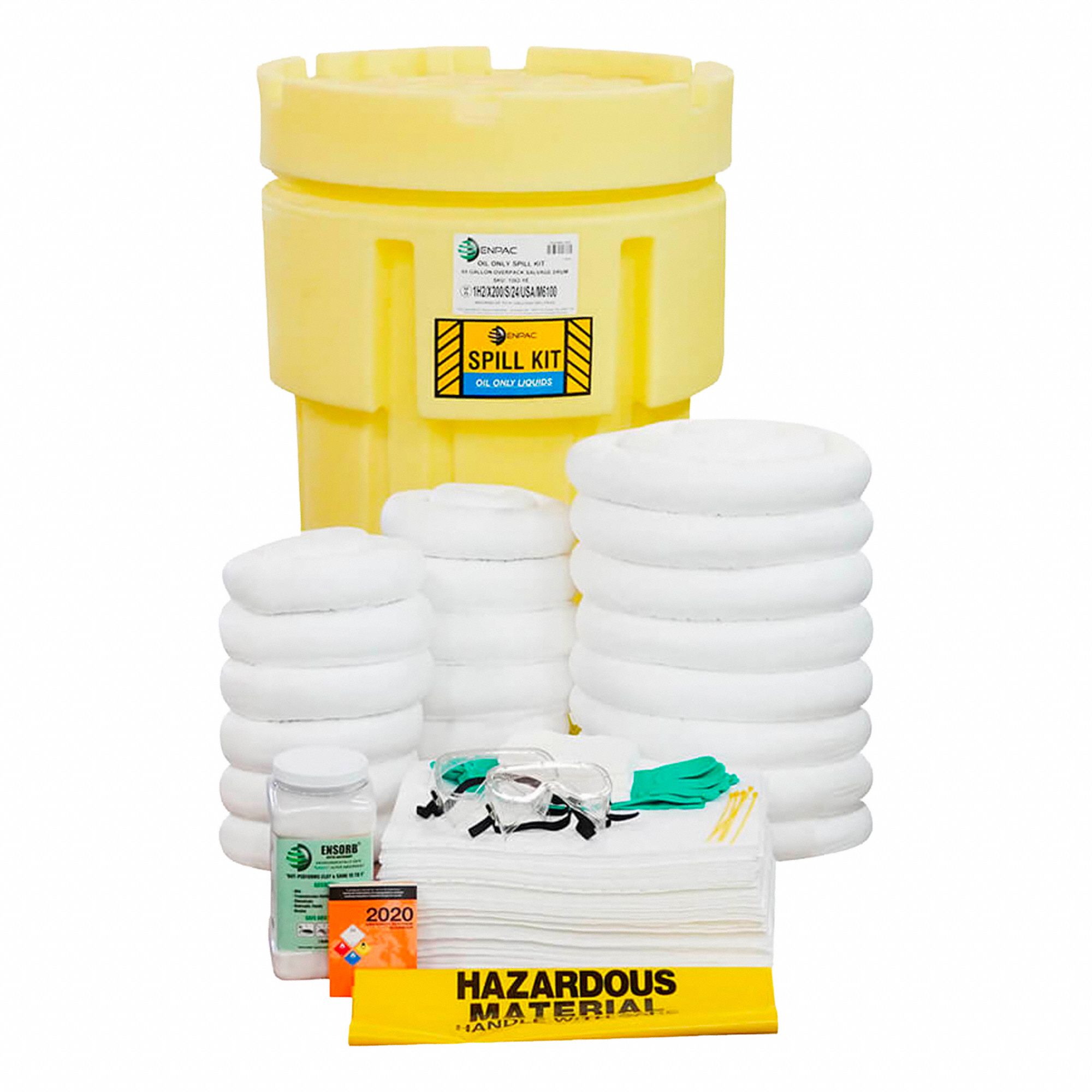 TROUSSE POUR DÉVERSEMENT, 41 GALLONS ABSORBÉS PAR KIT, CAPACITÉ DE 65 GAL, JAUNE