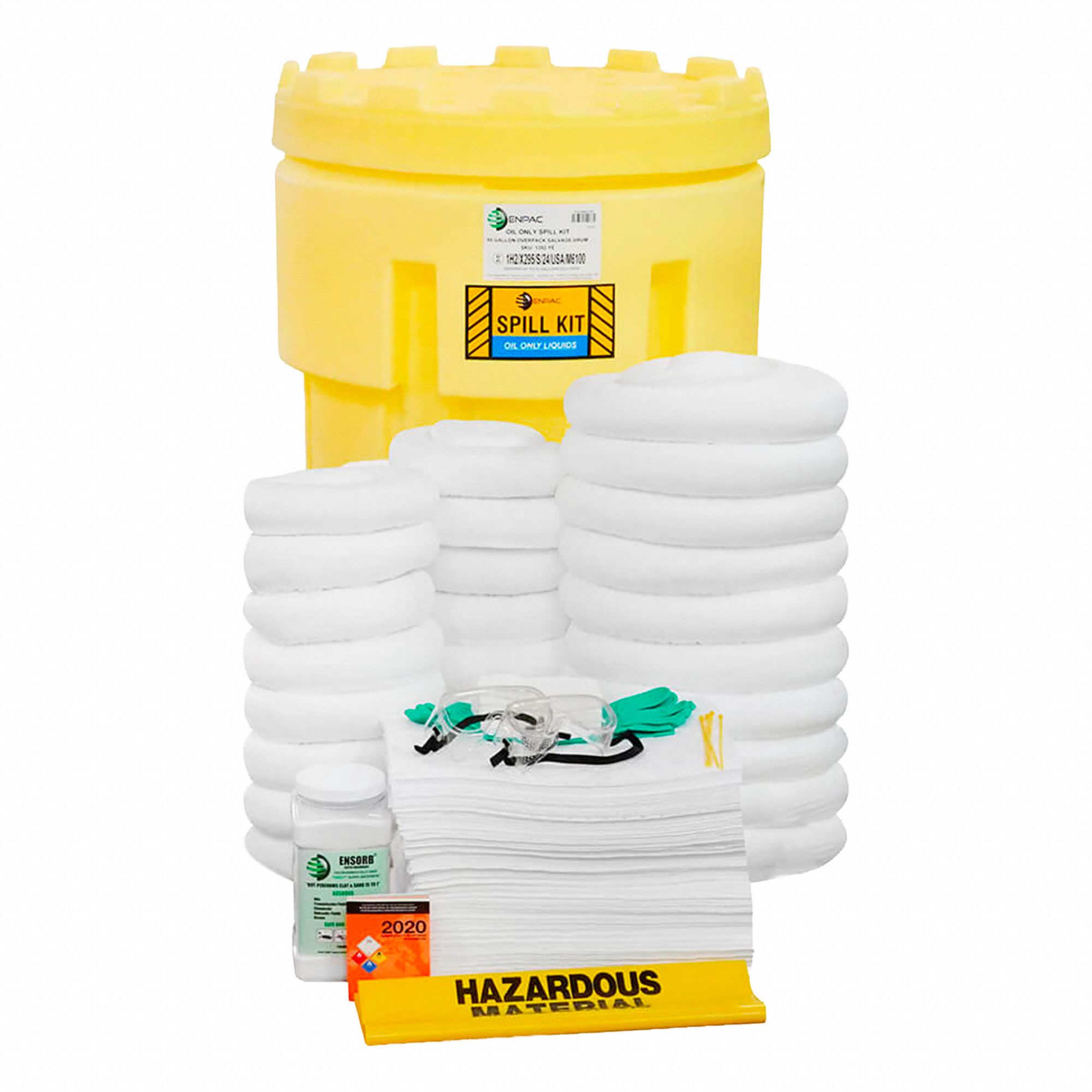 TROUSSE POUR DÉVERSEMENT, 62 GALLONS ABSORBÉS PAR KIT, CAPACITÉ DE 157 GAL, JAUNE