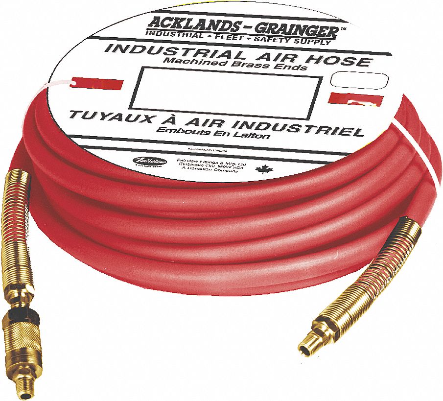 HOSE ASSEMBLY, -20 °  F TO 190 °  F, NITRILE, 25 FT L, RED, 250 PSI AT 70 F, ½ IN OD, ¼ IN ID, ¼ IN HOSE FITTINGS