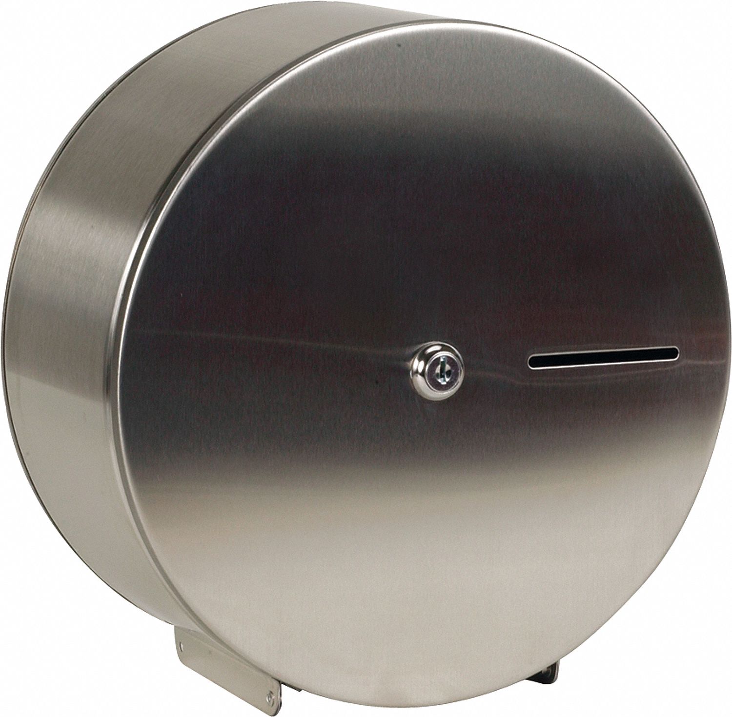 TOILET PAPER DISPENSER, JUMBO CORE, HORIZONTAL SINGLE ROLL, STEEL, SILVER