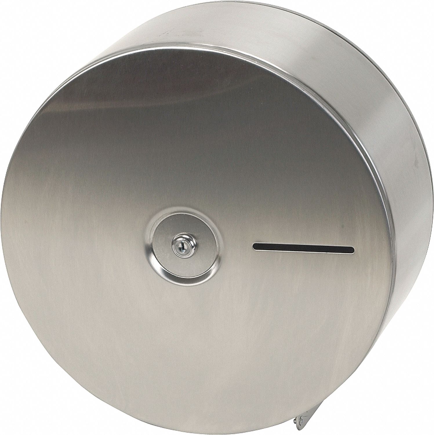 TOILET PAPER DISPENSER, JUMBO CORE, HORIZONTAL SINGLE ROLL, STEEL, SILVER