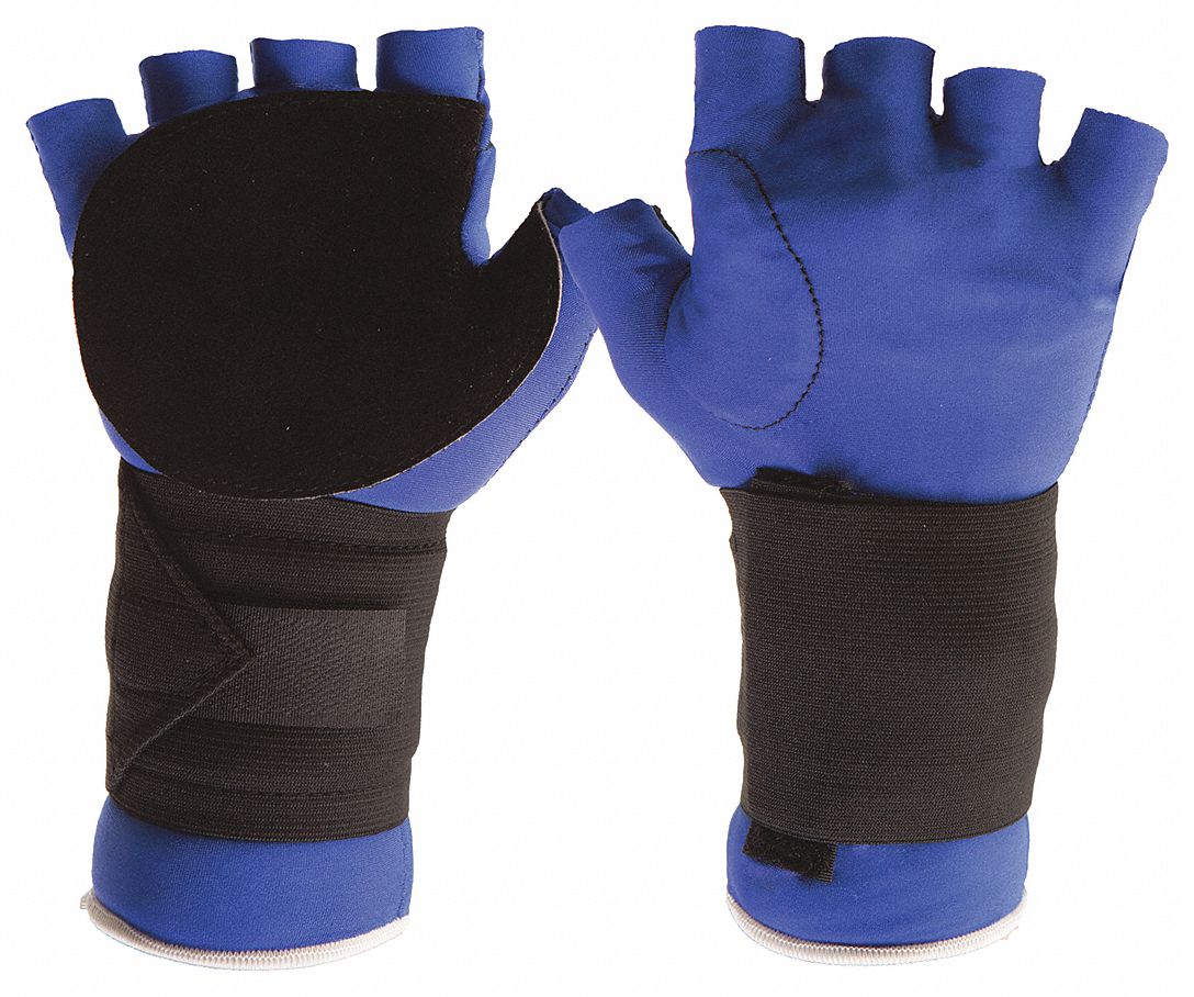 GLOVE, IMPACT RESISTANT, ANTI-VIBRATION, WRIST SUPPORT, 1/2 FINGER, L, BLK, SUEDE/NYLON/LYCRA, RT
