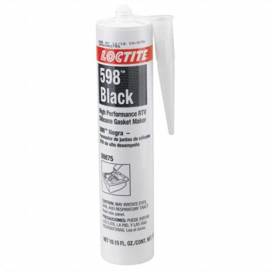 LOCTITE RTV Silicone Sealant, 75 to 625°F Temp. Range, Full Cure 24 hr, Black, 300 mL 12Z233