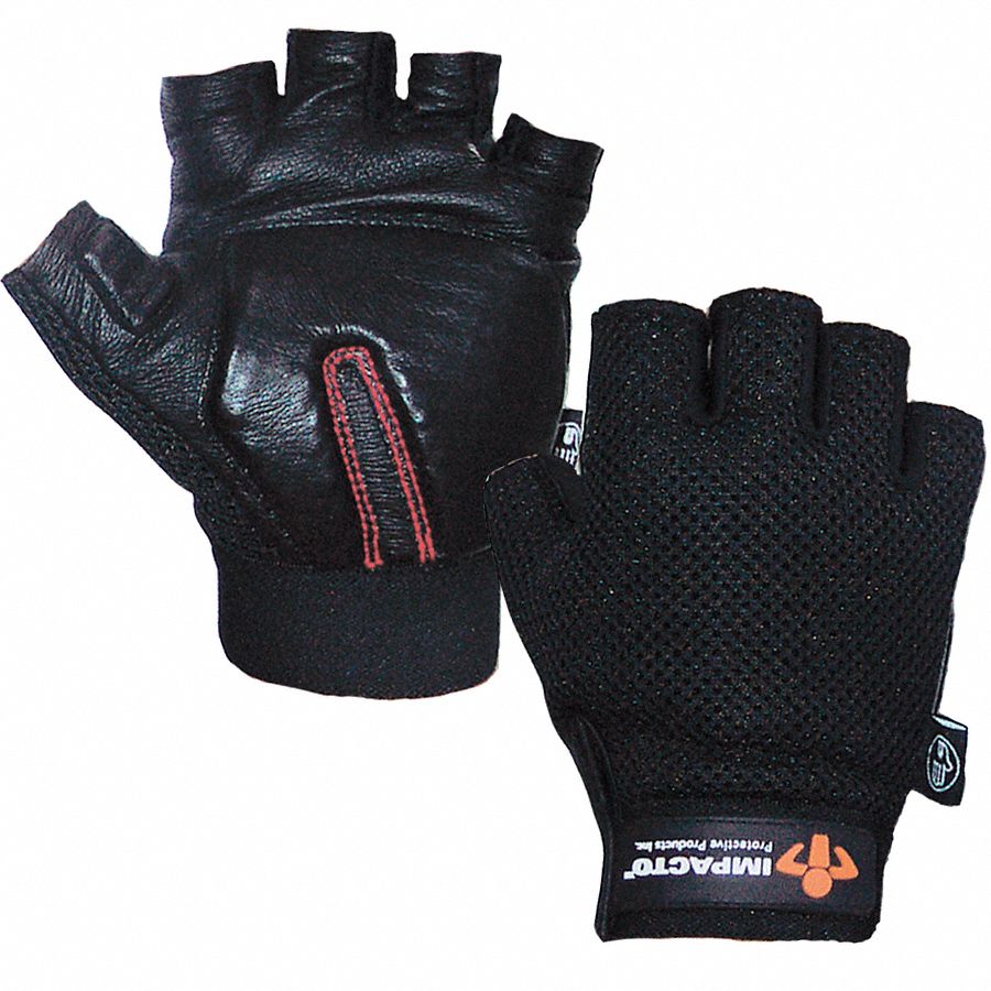 IMPACTO AntiVibration Gloves, XL, Black, PR 12Z318ST8610XL Grainger