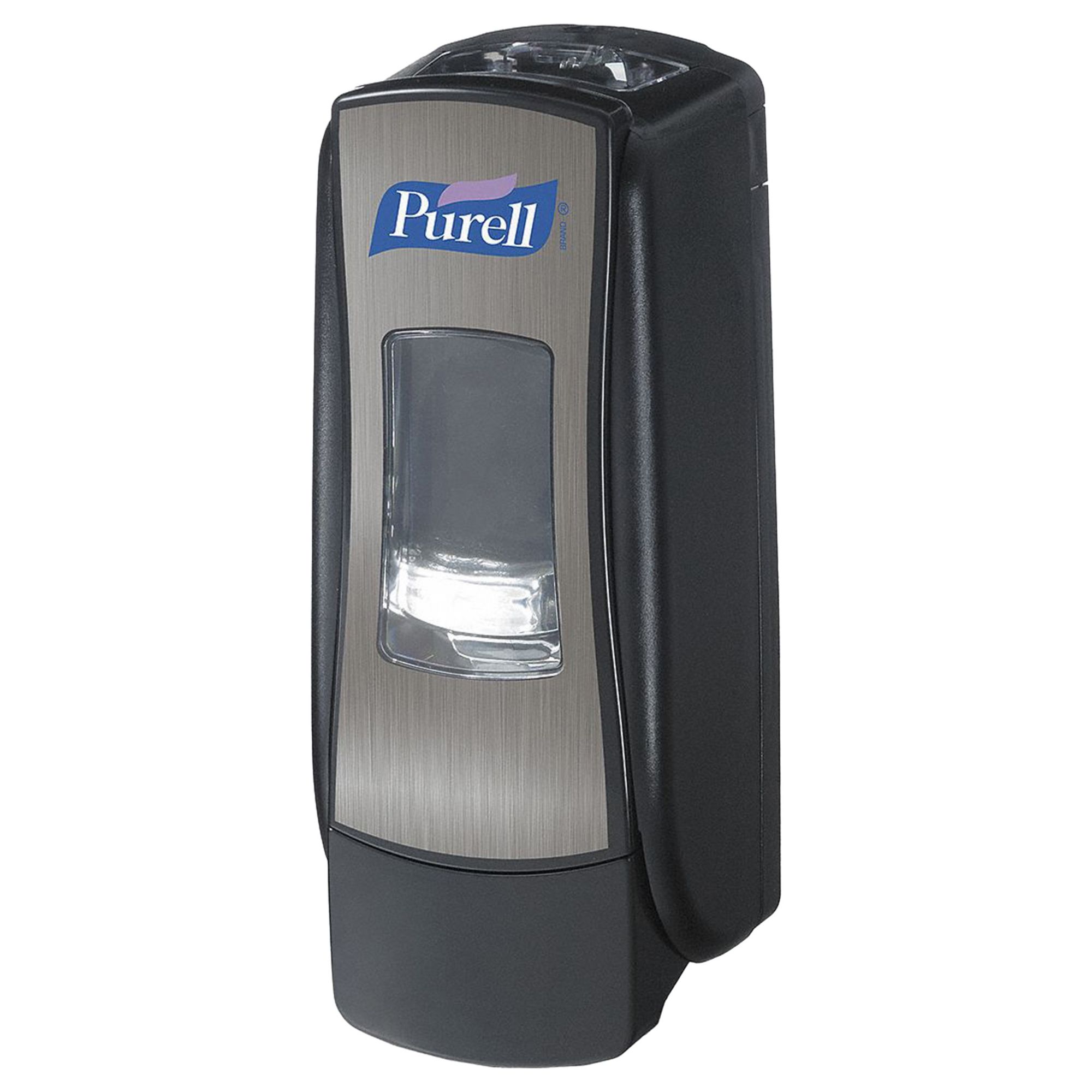 HAND SANITIZER DISPENSER, MANUAL, 700 ML REFILL SIZE, FOAM/GEL, BLACK, CHROME PLATED, ADX-7