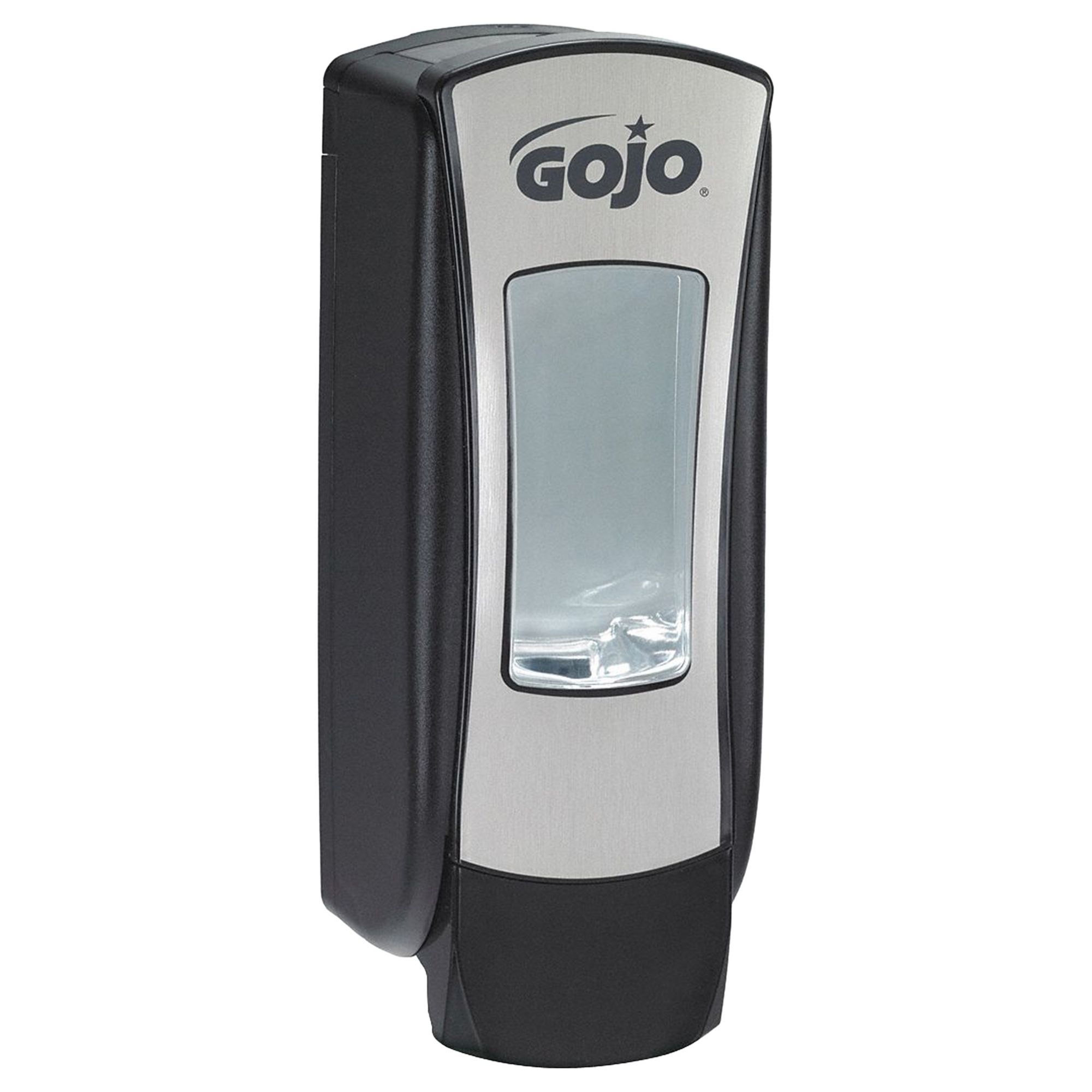 SOAP DISPENSER, MANUAL, 1,250 ML REFILL SIZE, FOAM, BLACK, CHROME PLATED, ADX-12