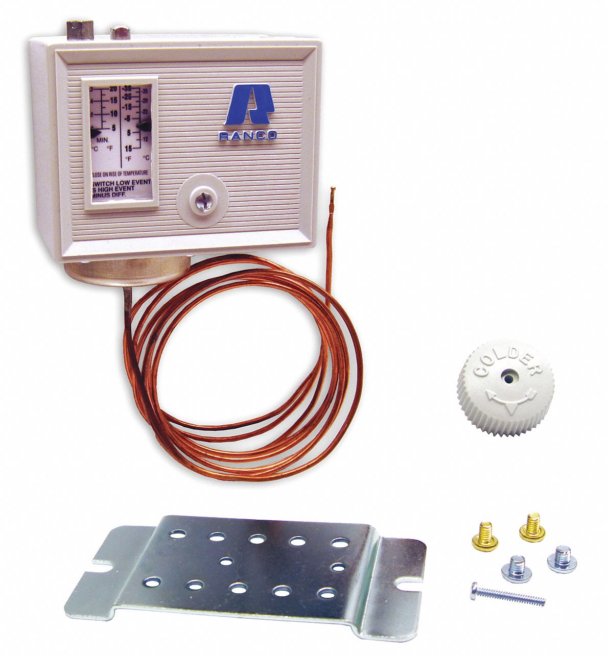 TEMPERATURE CONTROL, LOW, SPST, -35 °  TO 15 °  F, 120/240V AC, 4.6/2.3A,NEMA 1 ENCLOSURE