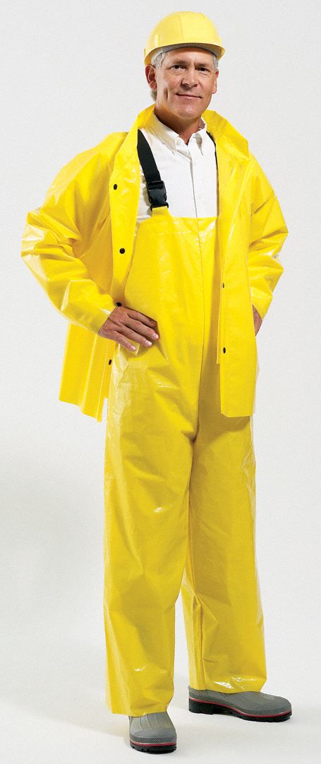 POLYCO Yellow, Rain Bib Overall, XL, Polyester, Unisex, High-Visibility ...