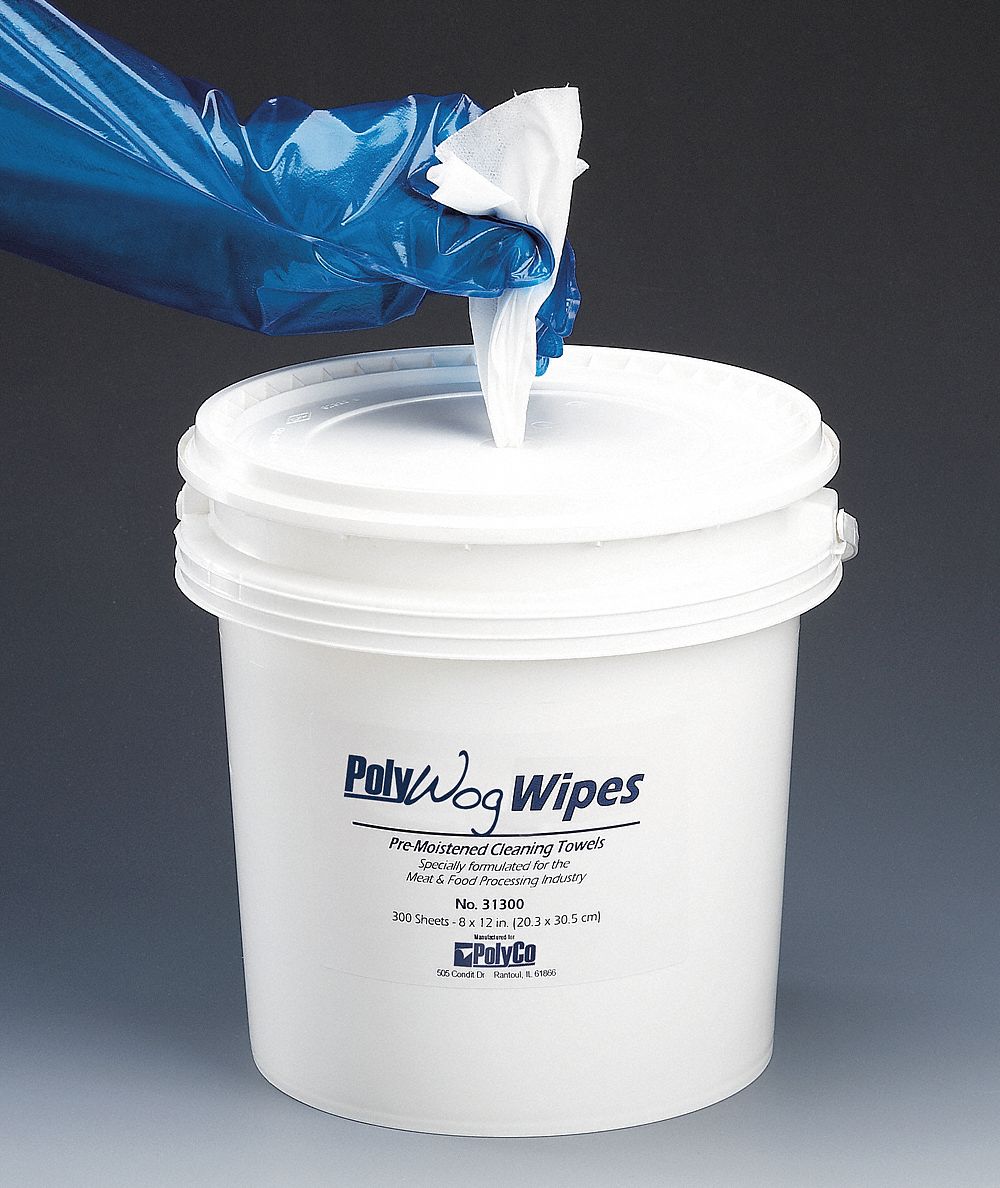 POLYCO PolyWog Wipes Bucket, 300 ct Container Size, 12 in x 8 in Sheet
