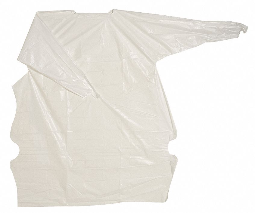 Embossed Barrier Gown: Open, Thumbloop, Partially Open Back, Polyethylene, White, L, 15 PK