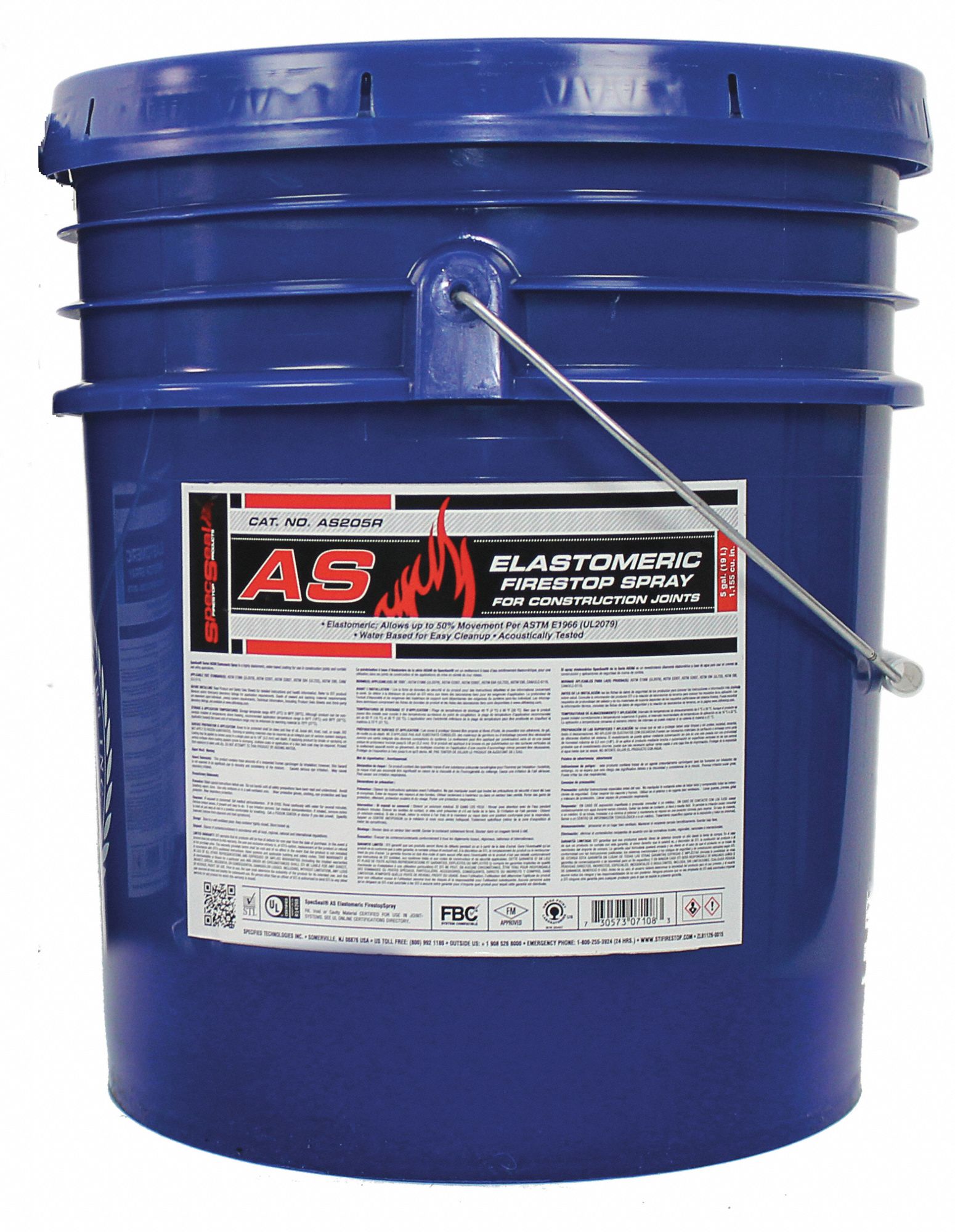 SPECSEAL Firestop Spray, 5 gal Pail, Up to 4 hr Fire Rating, Red