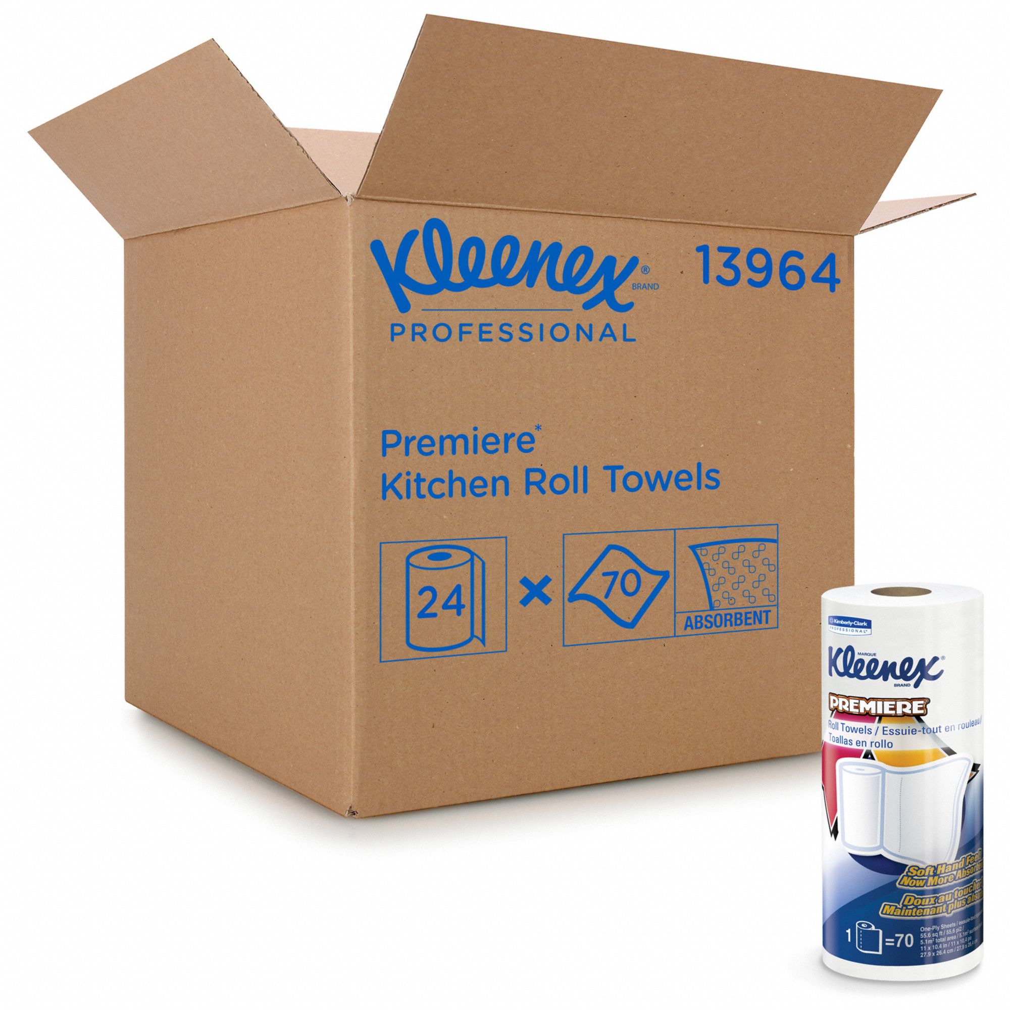 KITCHEN PAPER TOWEL ROLL, KLEENEX, PERFORATED, 70 SHEETS, 24 PK