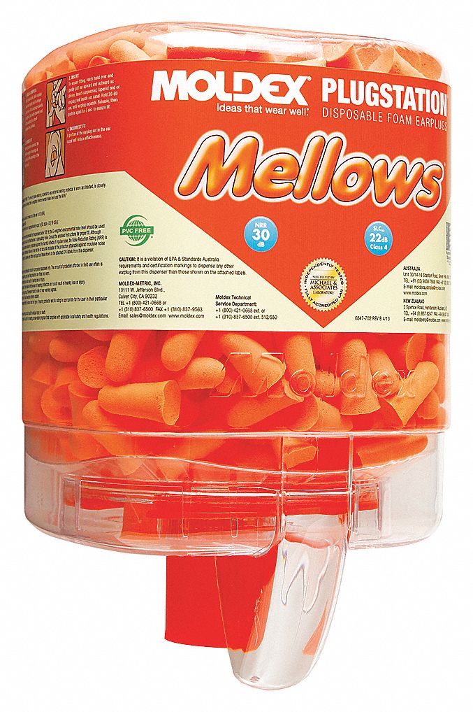 DISTRIBUTEUR DE BOUCHONS D'OREILLE, ORNG, MOUSSE, M, CLOCHE, 30 DB, SANS FIL, ENROULABLES, CSA, 250 PAIRES
