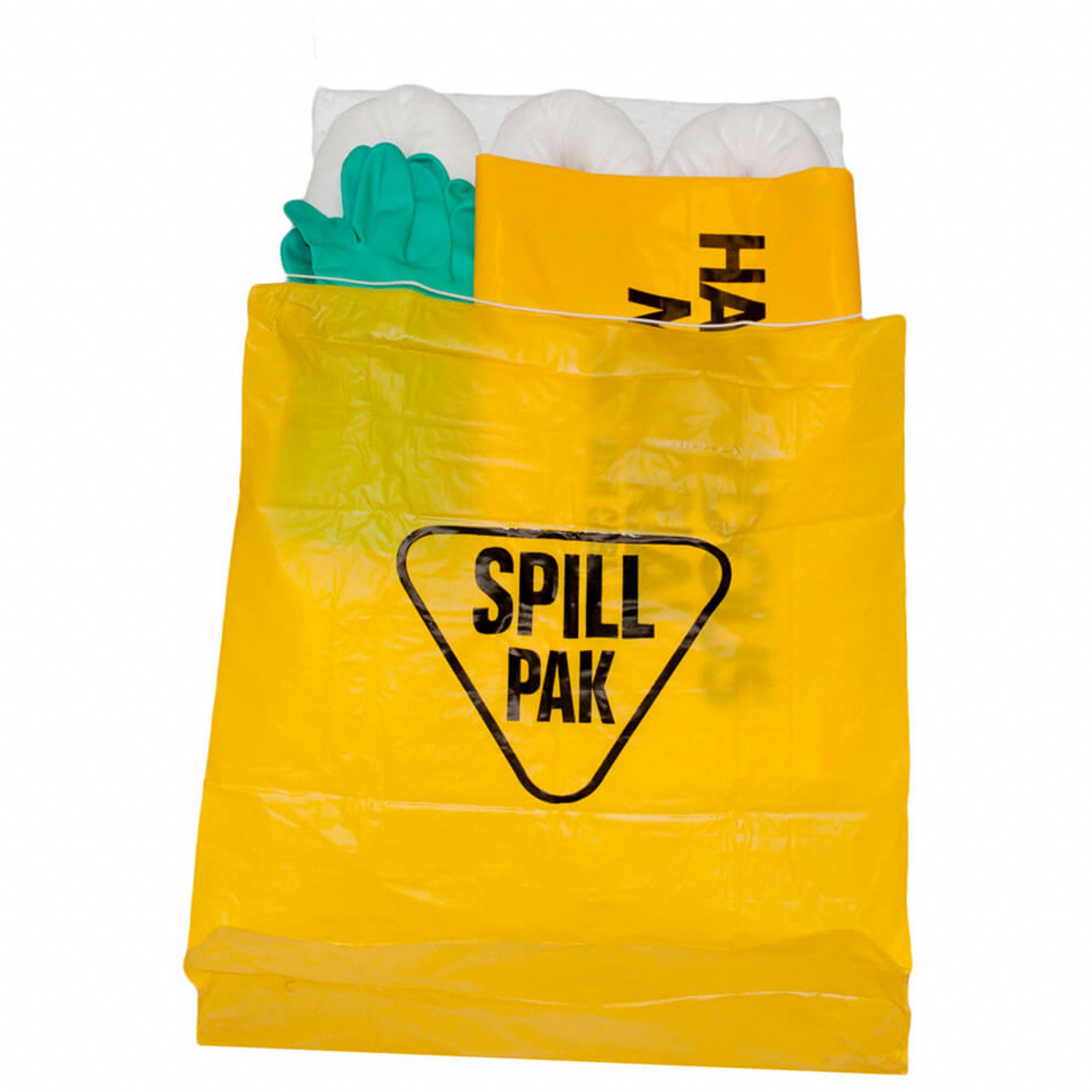 SPILL KIT, 5 GALLON ABSORBED PER KIT, PAIR OF NITRILE GLOVES, YELLOW