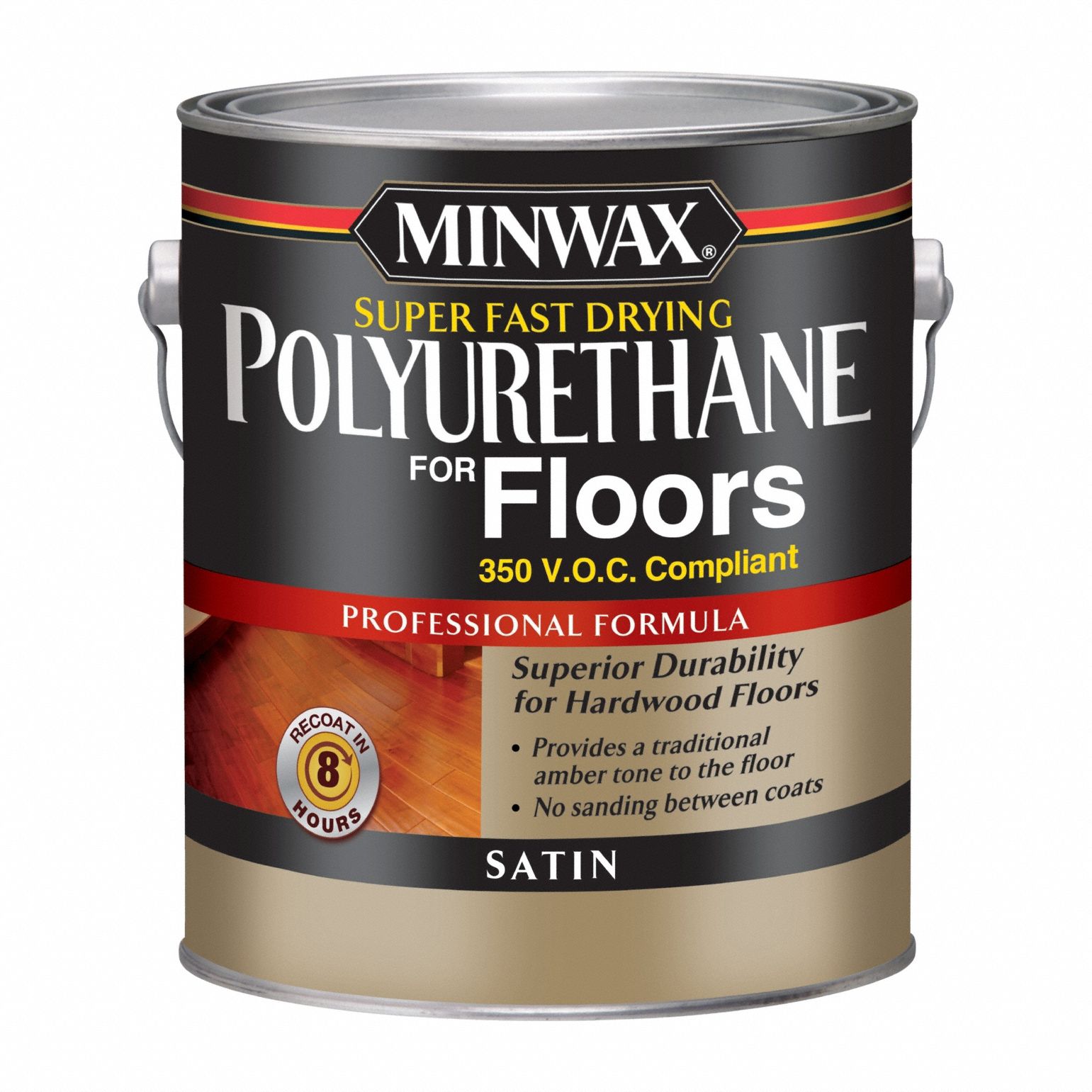 Finish: Varnish, Interior, Oil, 1 gal Container Size, Wood, Satin, Clear, Transparent, Minwax