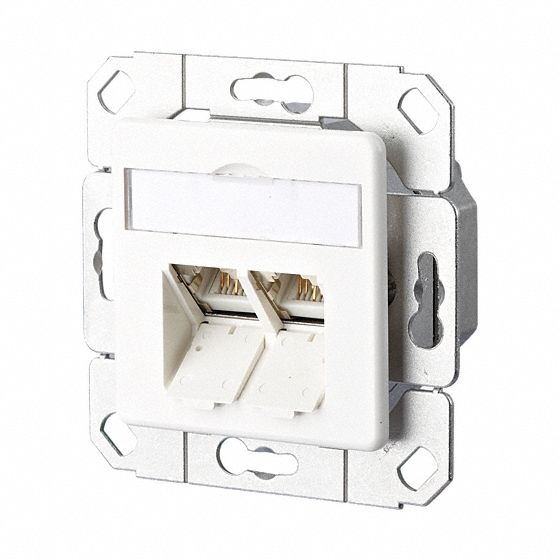 Wall Outlet: UPK, GD-Zn (Zinc Die-Cast), LSA Terminal Block x RJ45, 45° Mounting Angle