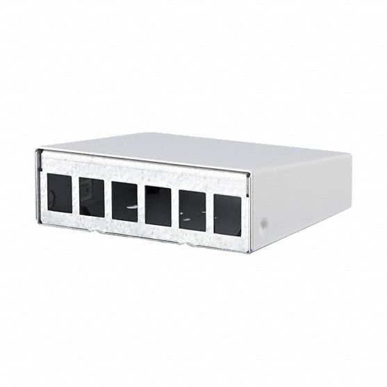 RJ45 Housing: Surface, Steel, RJ45, 6 Ports, Unequipped