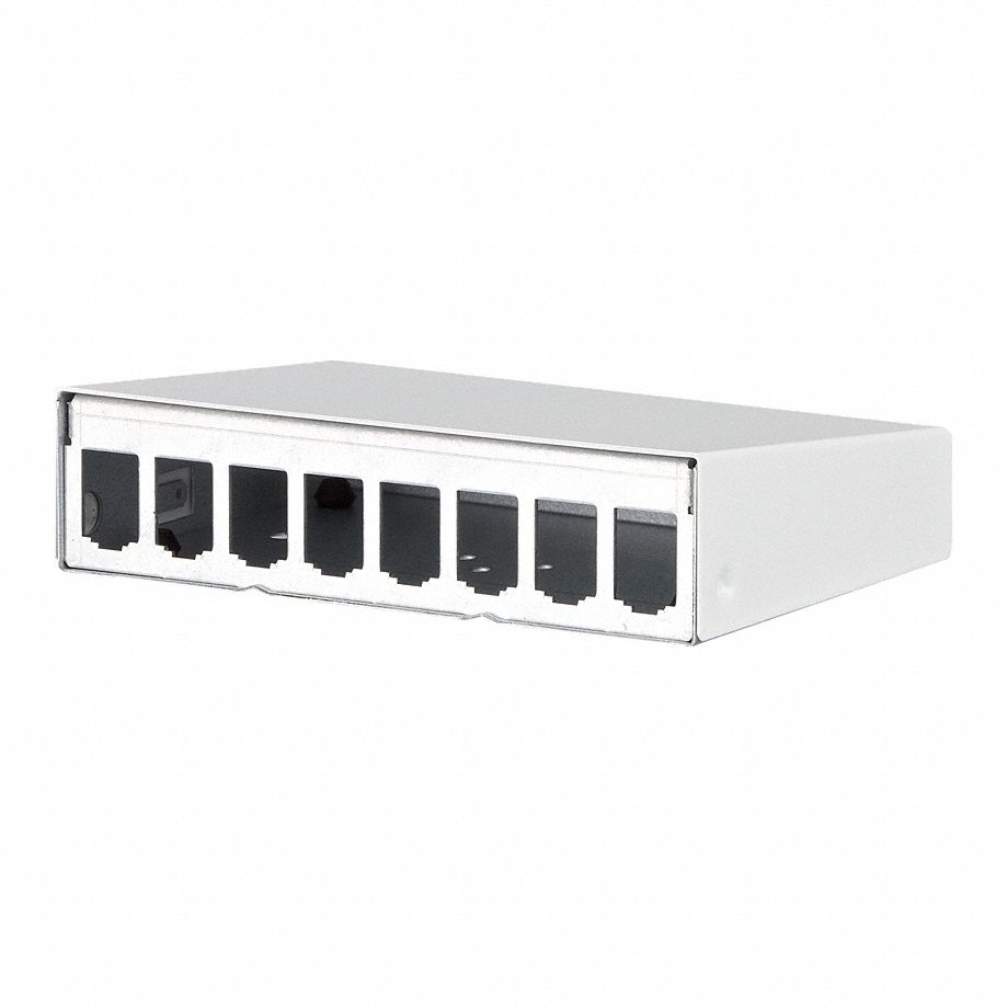 RJ45 Housing: Surface, Steel, RJ45, 8 Ports, Unequipped