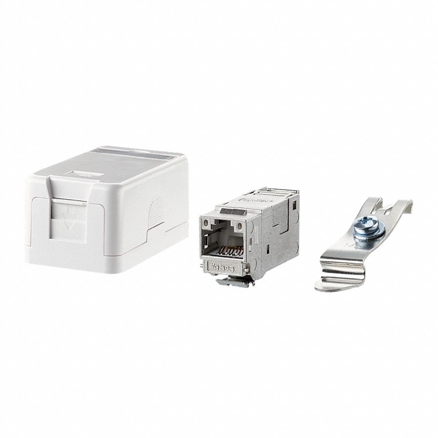 RJ45 Keystone: Rail, GD-Zn (Zinc Die-Cast), IDC Connection x RJ45, 180° Mounting Angle