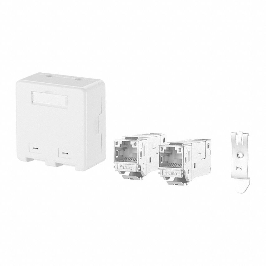 RJ45 Keystone: Rail, GD-Zn (Zinc Die-Cast), IDC Connection x RJ45, 180° Mounting Angle