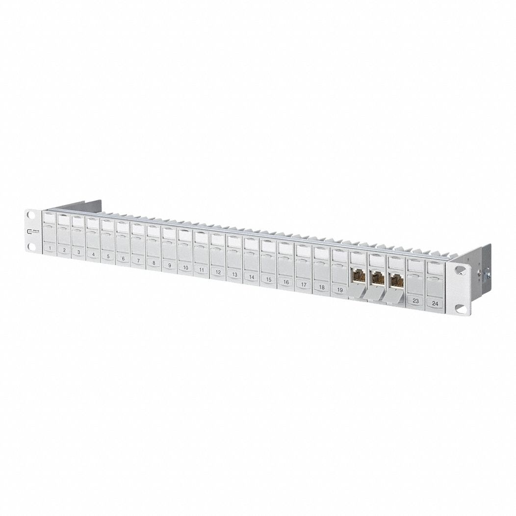 Patch Panel: Rack, ABS, IDC Connection x RJ45, 180° Mounting Angle, 24 Ports