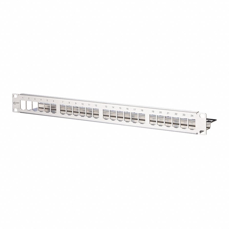 Patch Panel: Rack, Stainless Steel, 24 Ports, Unequipped