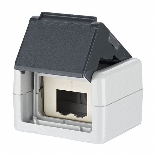 RJ45 Housing: Surface, Thermoplastic, 90° Mounting Angle, 2 Ports, Unequipped