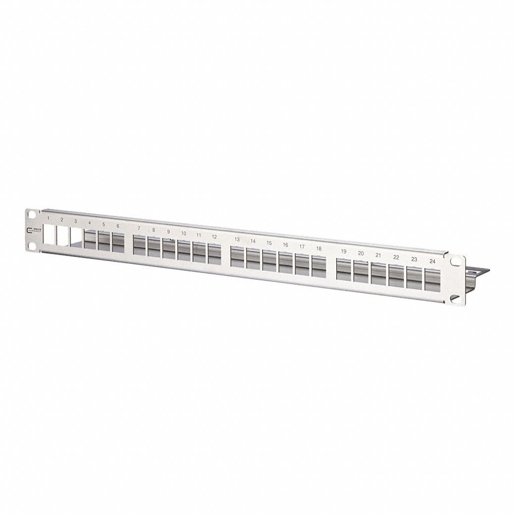 Patch Panel: Rack, Stainless Steel, 24 Ports, Unequipped