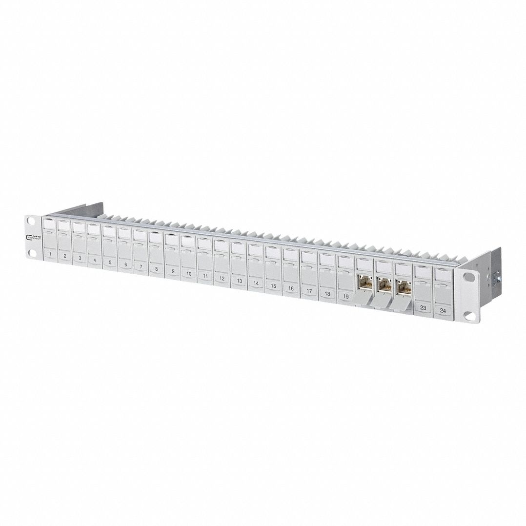 RU Frame: Rack, ABS, IDC Connection x RJ45, 180° Mounting Angle, 24 Ports, Unequipped