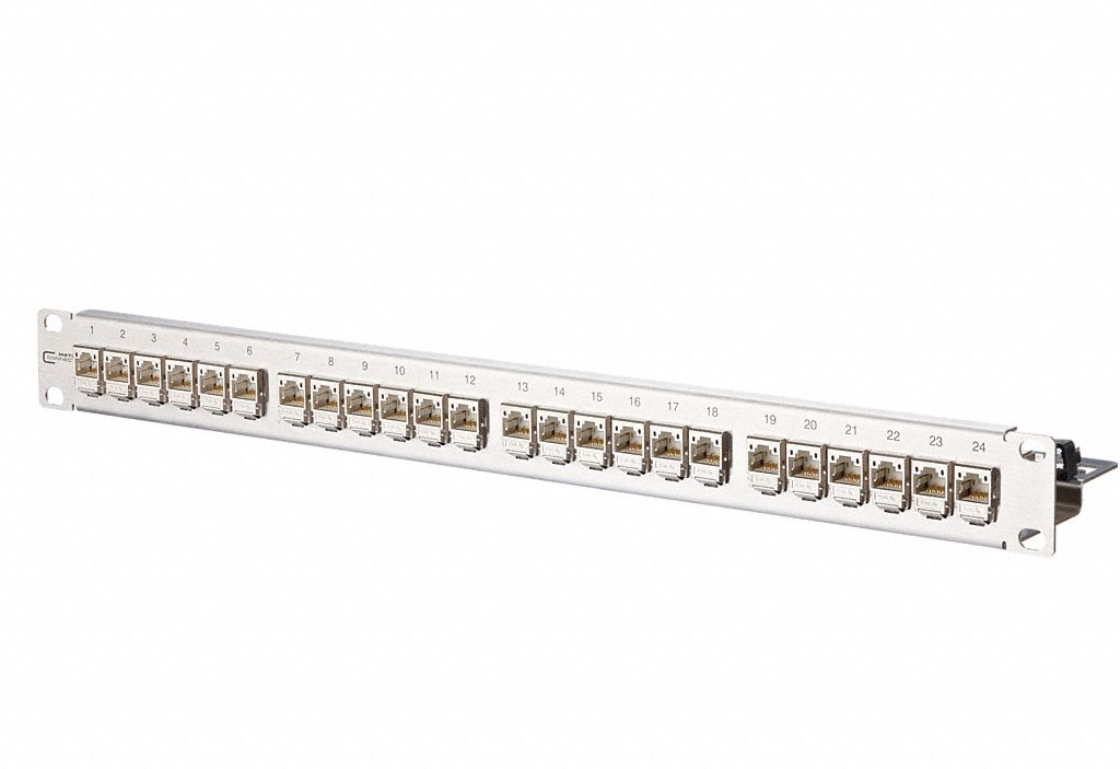 RU Frame: Rack, Stainless Steel, IDC Connection x RJ45, 180° Mounting Angle, 24 Ports