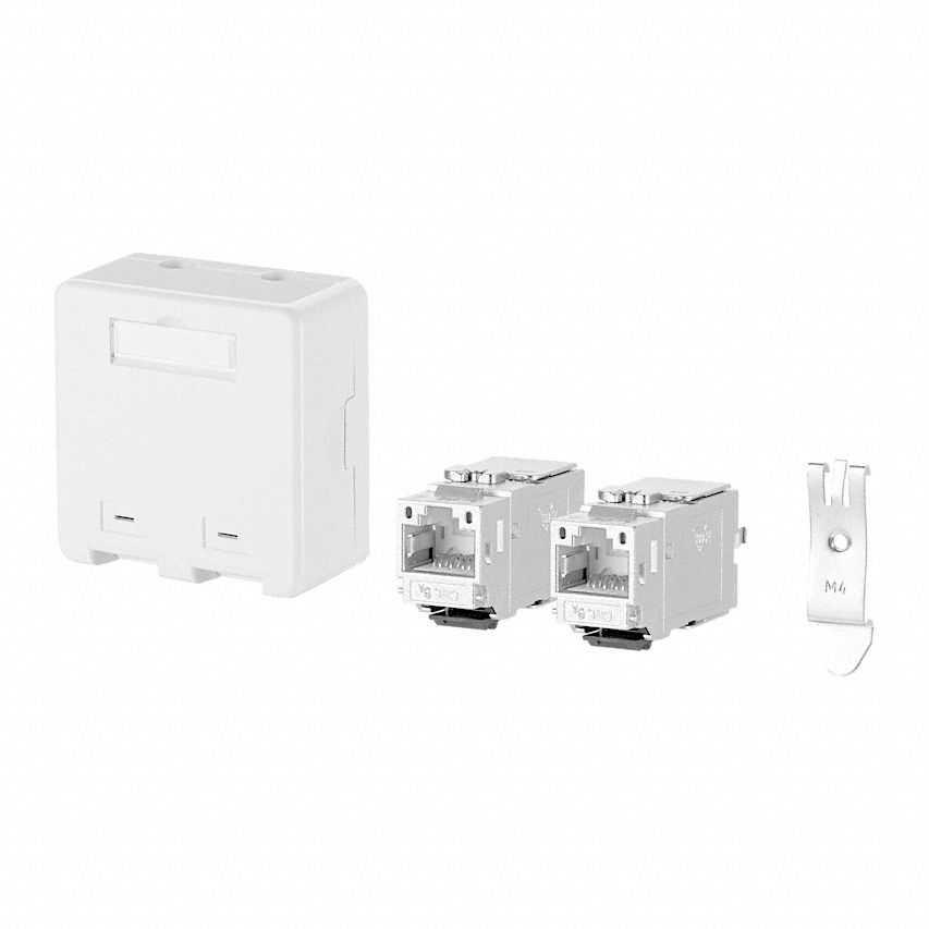 RJ45 Keystone: Rail, GD-Zn (Zinc Die-Cast), IDC Connection x RJ45, 180° Mounting Angle