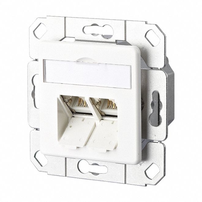 Wall Outlet: UPK, GD-Zn (Zinc Die-Cast), LSA Terminal Block x RJ45, 45° Mounting Angle