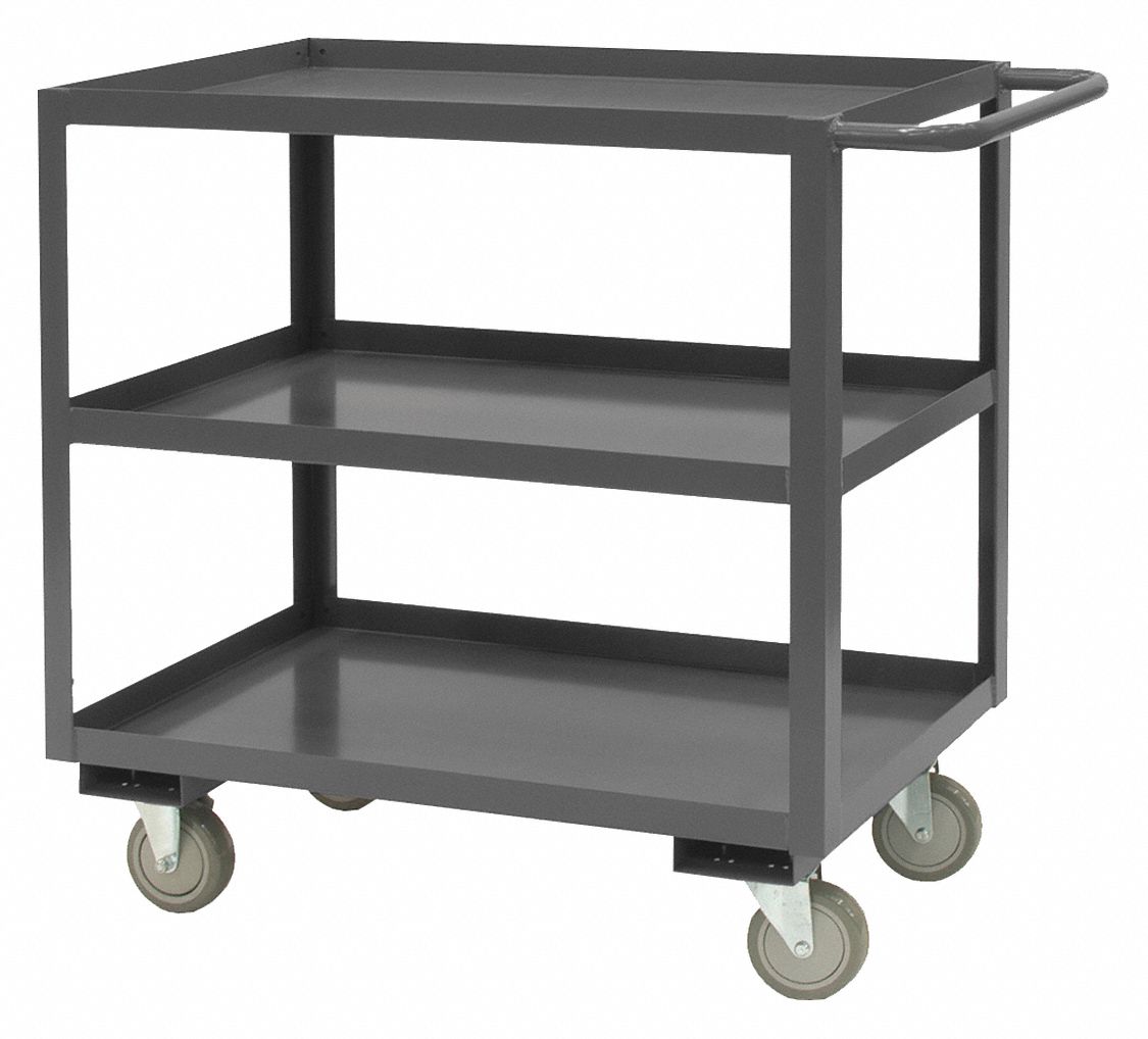 UTILITY CART WITH LIPPED METAL SHELVES, 1,200 LB LOAD CAPACITY, 48 IN X 24 IN, FLAT
