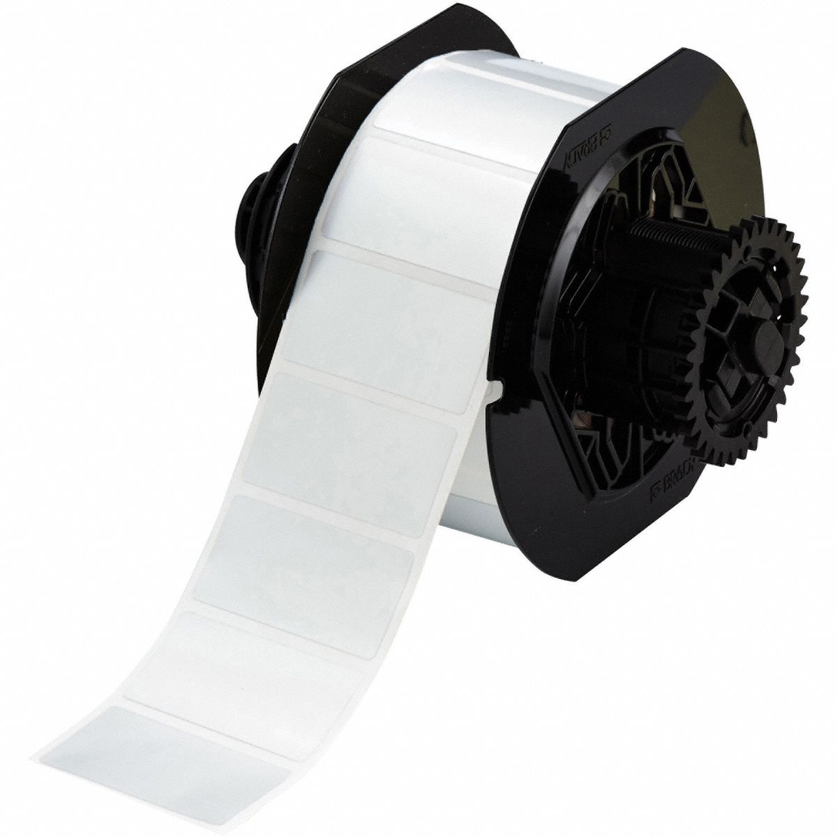 Pre-Cut Label Stock Roll: 1 in x 2 in, 1 in, Metalized Polyester, Halogen-Free/Metal Detectable