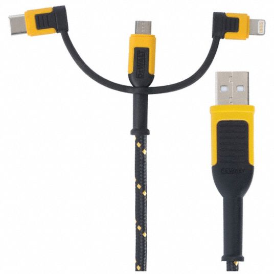 DEWALT Micro USB USB A Type C Lightning 6 ft Cable Lg