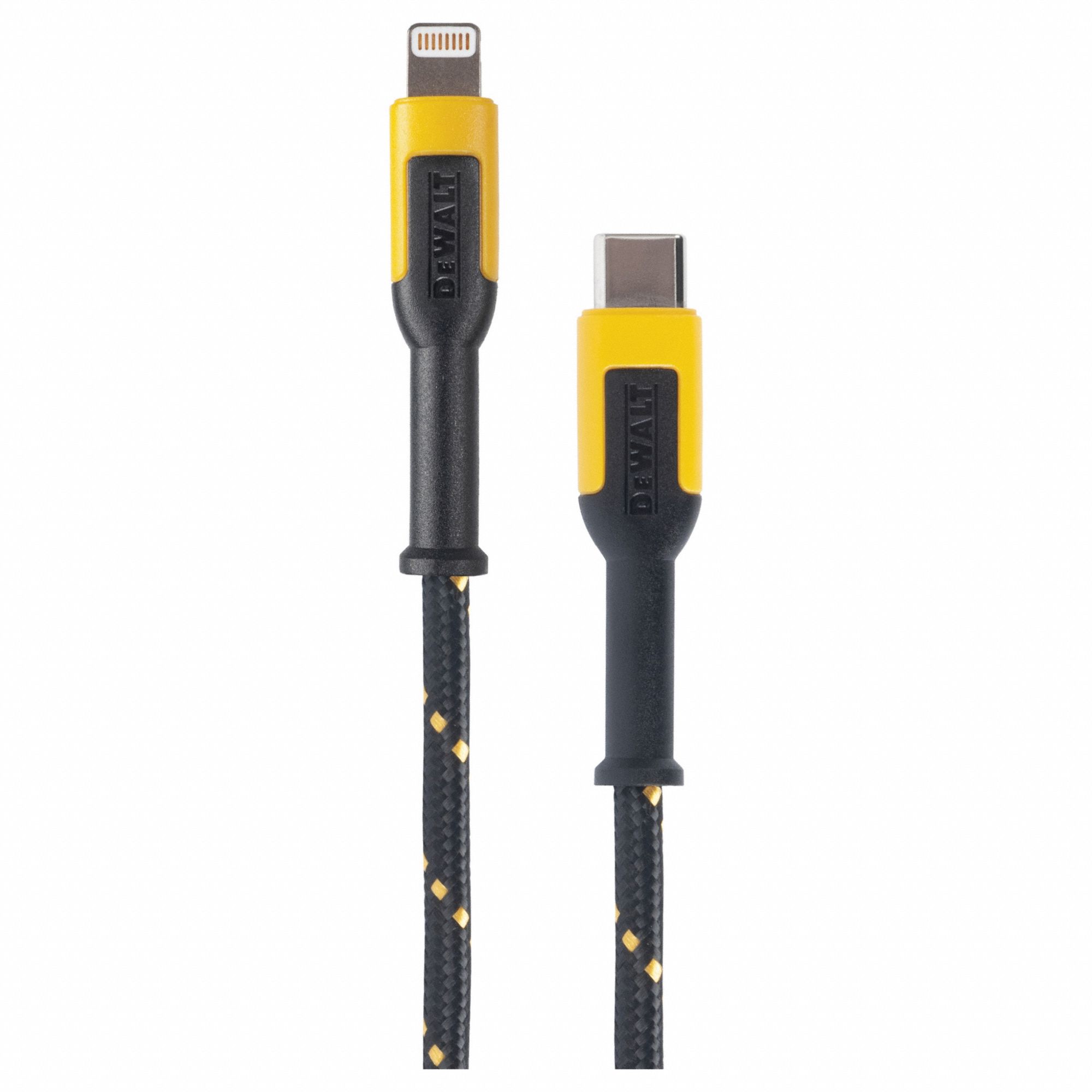 Reinforced USB Cable: Lightning End 1, Lightning End 2, Black/Yellow, 48 in Lg