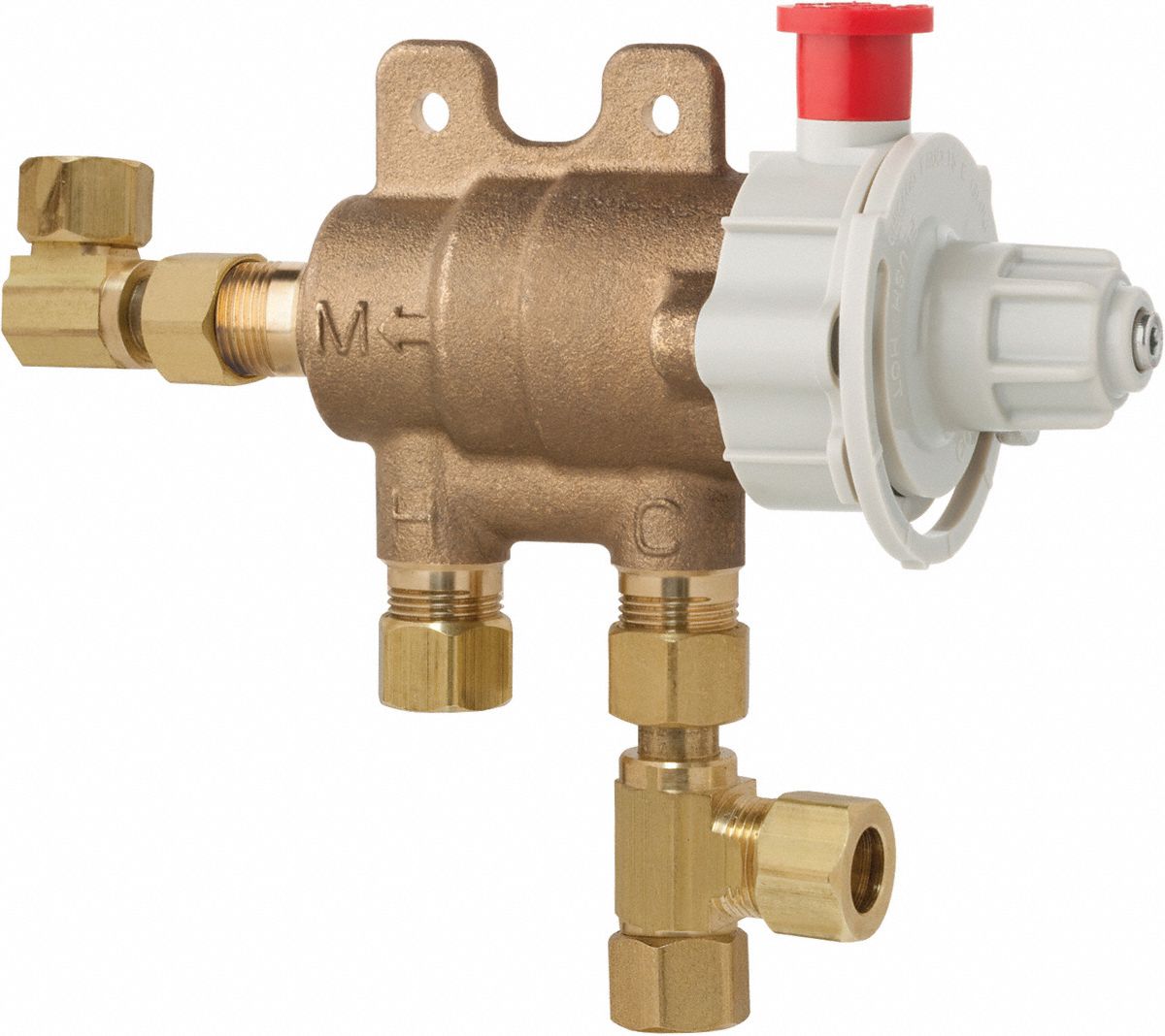 Thermostatic Mixing Valve: 3/8 in Inlet Connection Size, Compression x Compression