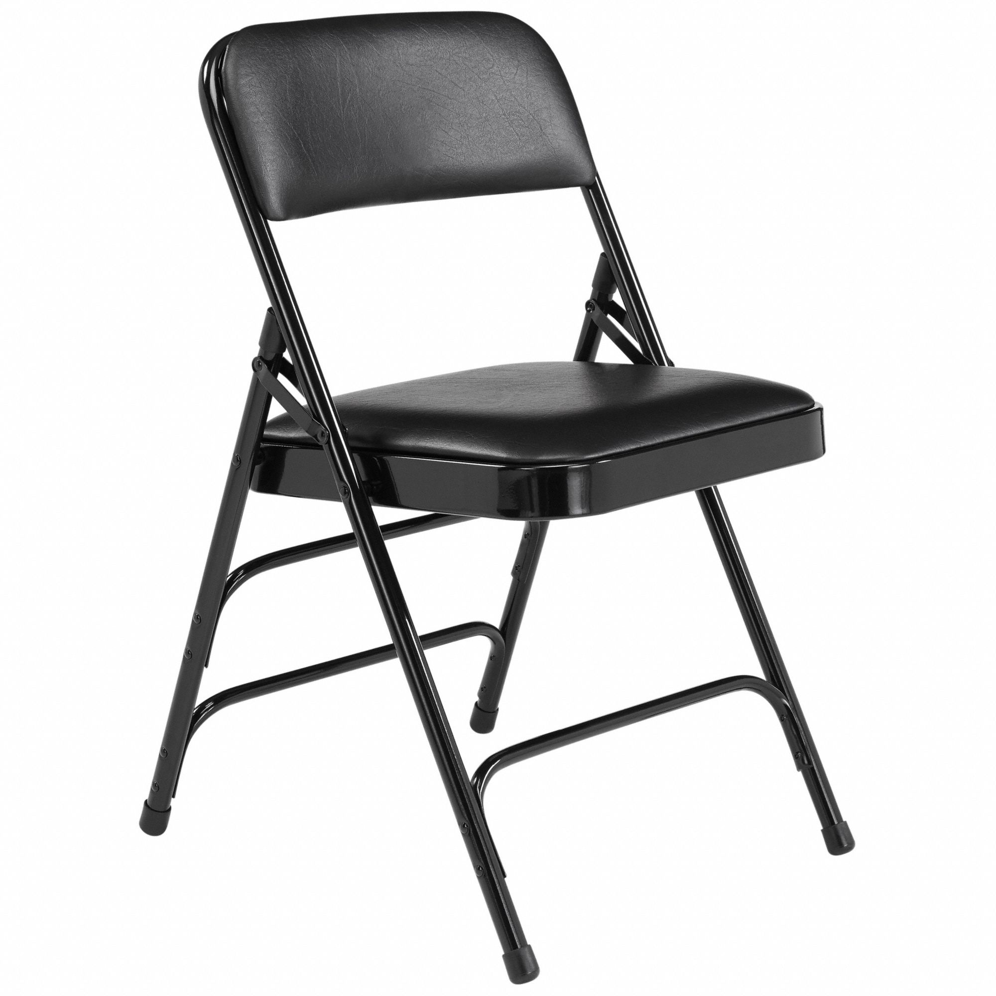 Folding Chair: Vinyl Seat, Vinyl Upholstery, Steel Frame, Black Seat