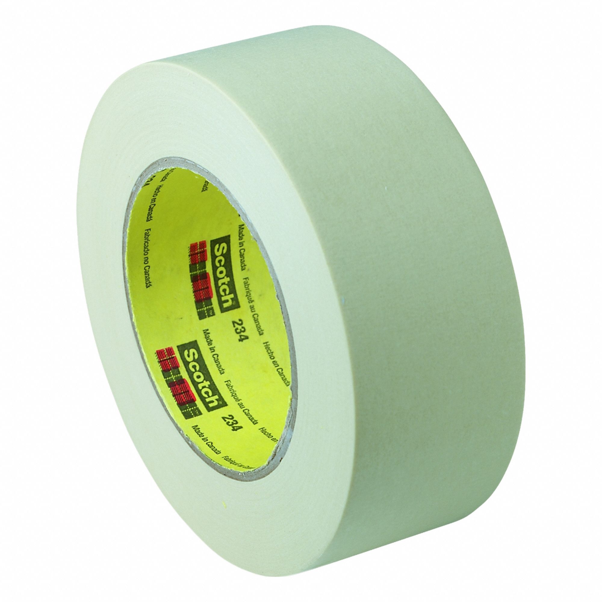 Masking Tape: 234, Tan, 2 13/16 in Roll Wd, 60 3/16 yd Overall Roll Lg, 5.9 mil Thick, Rubber