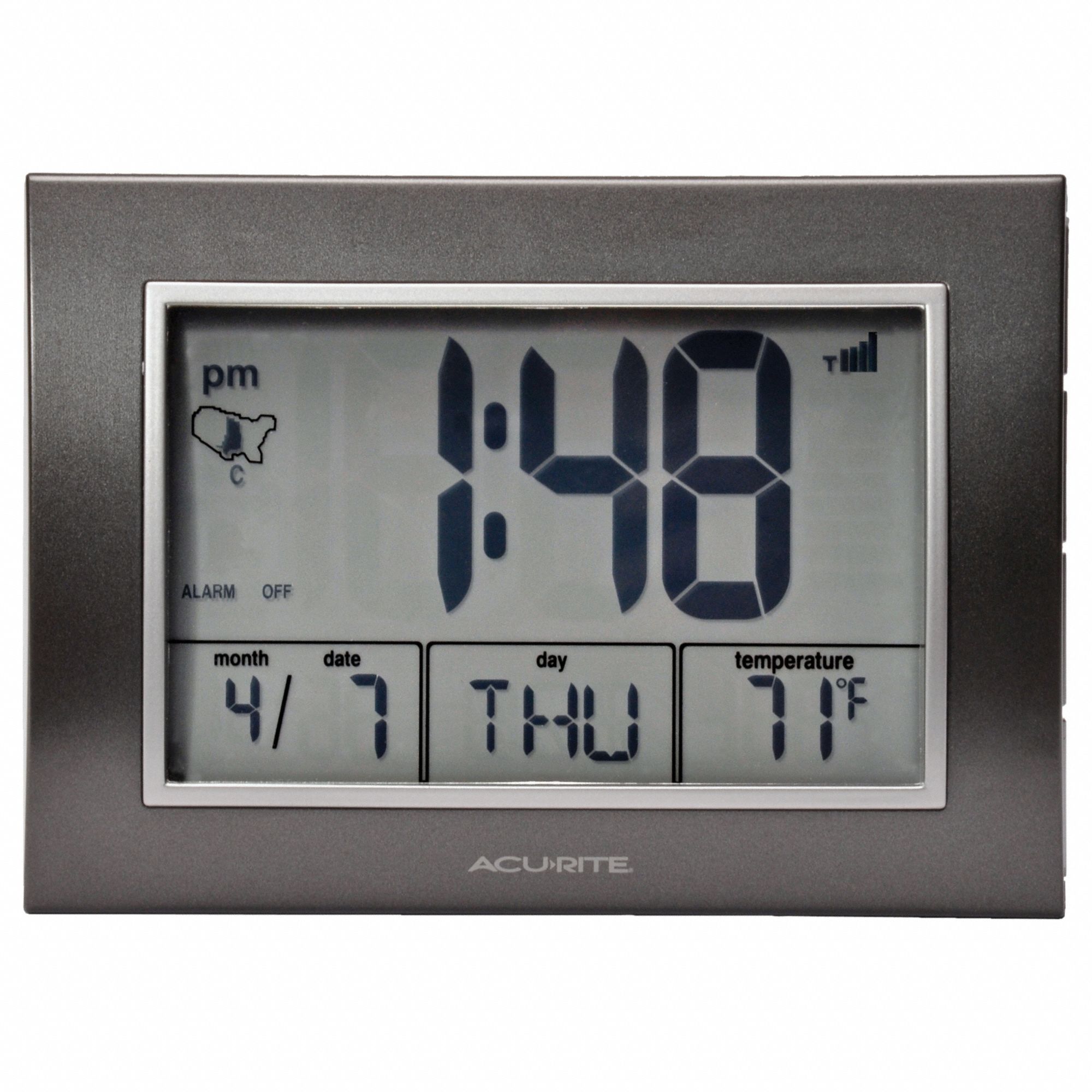 Atomic Desk Clock,w/Temperature 51XJ4713131A4 Grainger