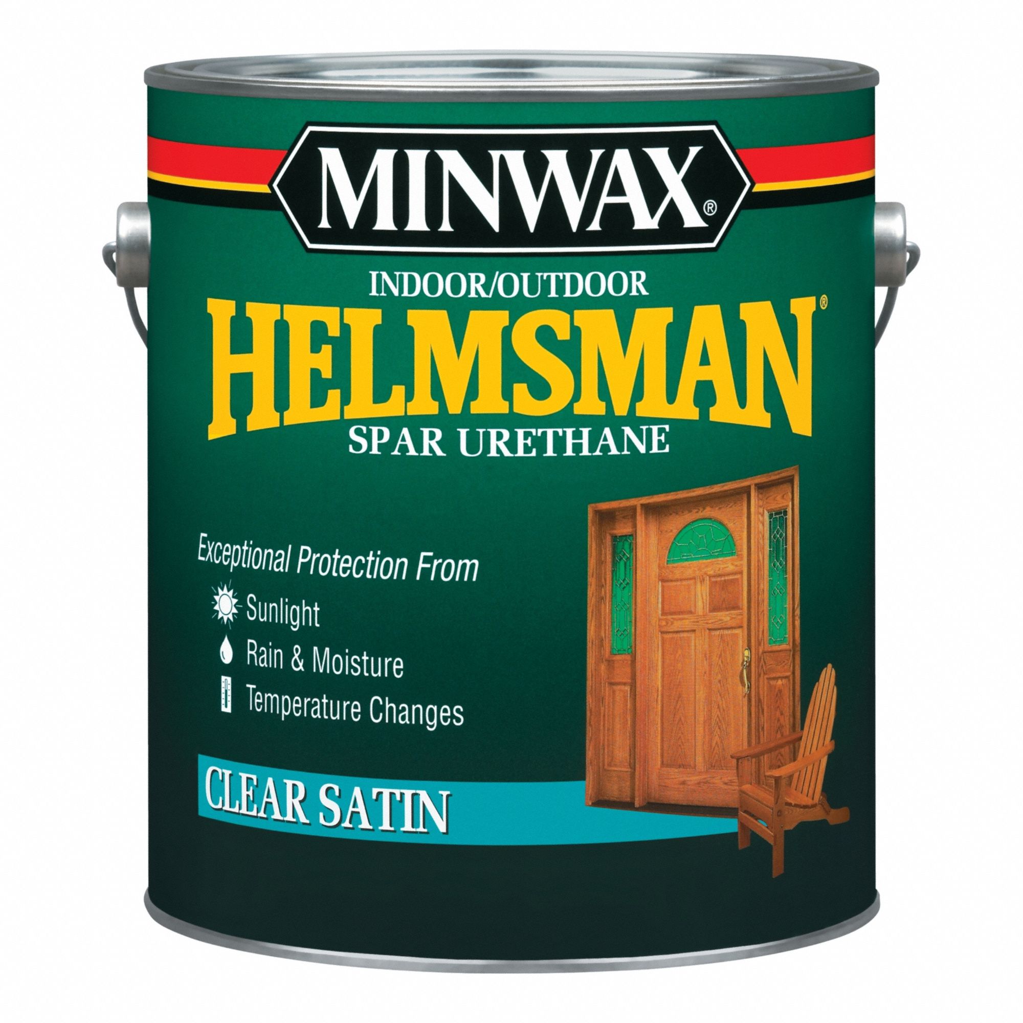 Finish: Varnish, Exterior/Interior, Oil, 1 gal Container Size, Wood, Satin, Clear, Clear