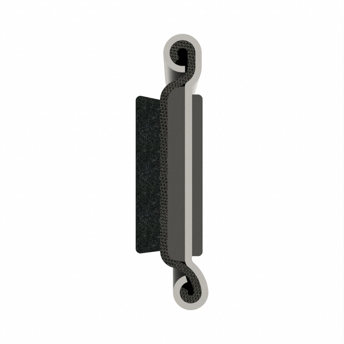 Edge Trim: Pile Lined Beaded, 8 ft Overall Lg, Rubber Outer