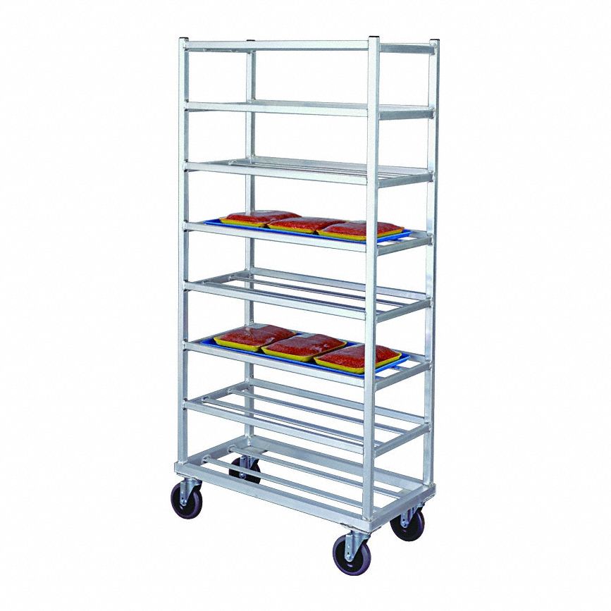 Universal Platter Rack: 8 Shelves, 67 in Overall Ht, 32 1/2 in Overall Lg, 16 in Overall Dp