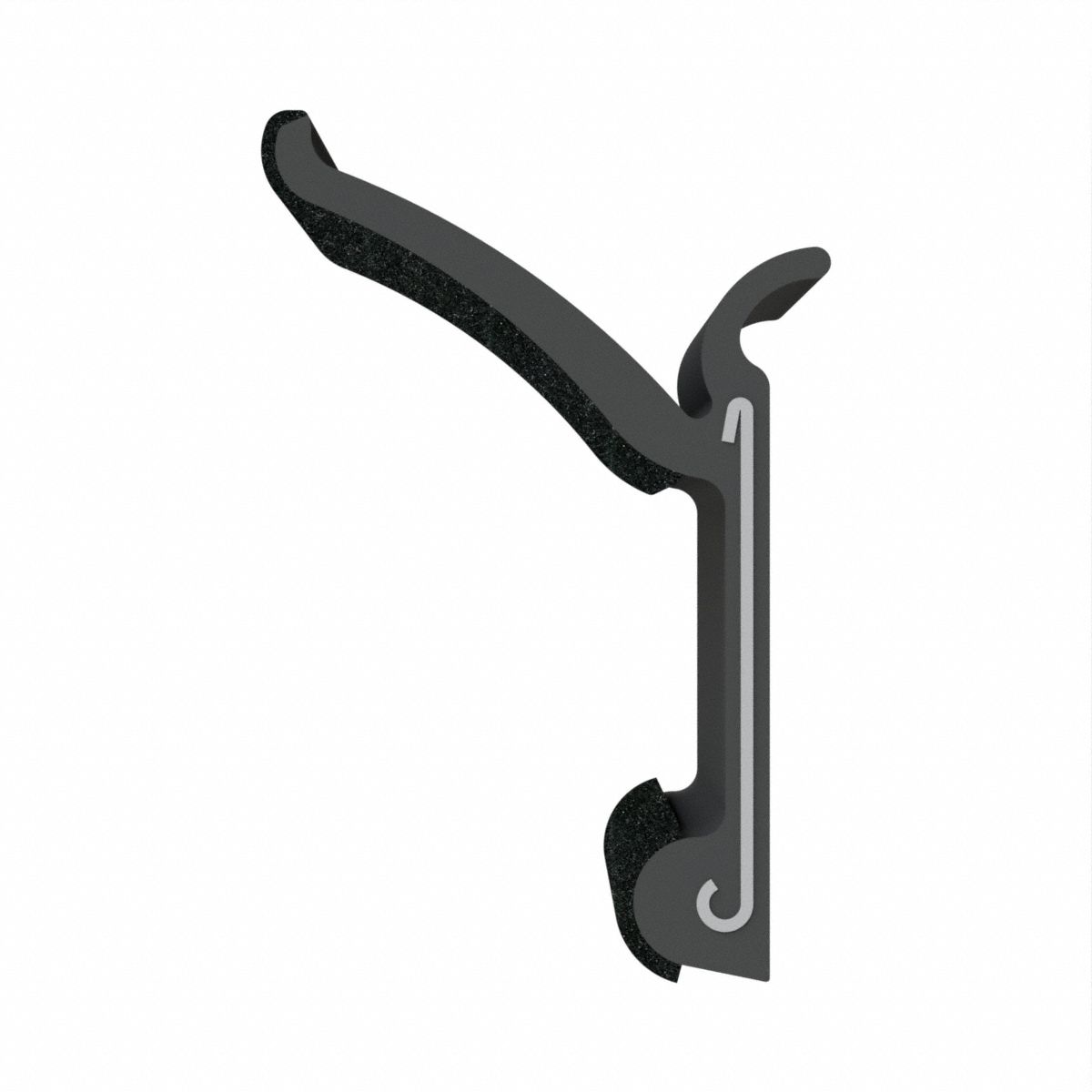 Edge Trim: Side Flap, 8 ft Overall Lg, Rubber Outer