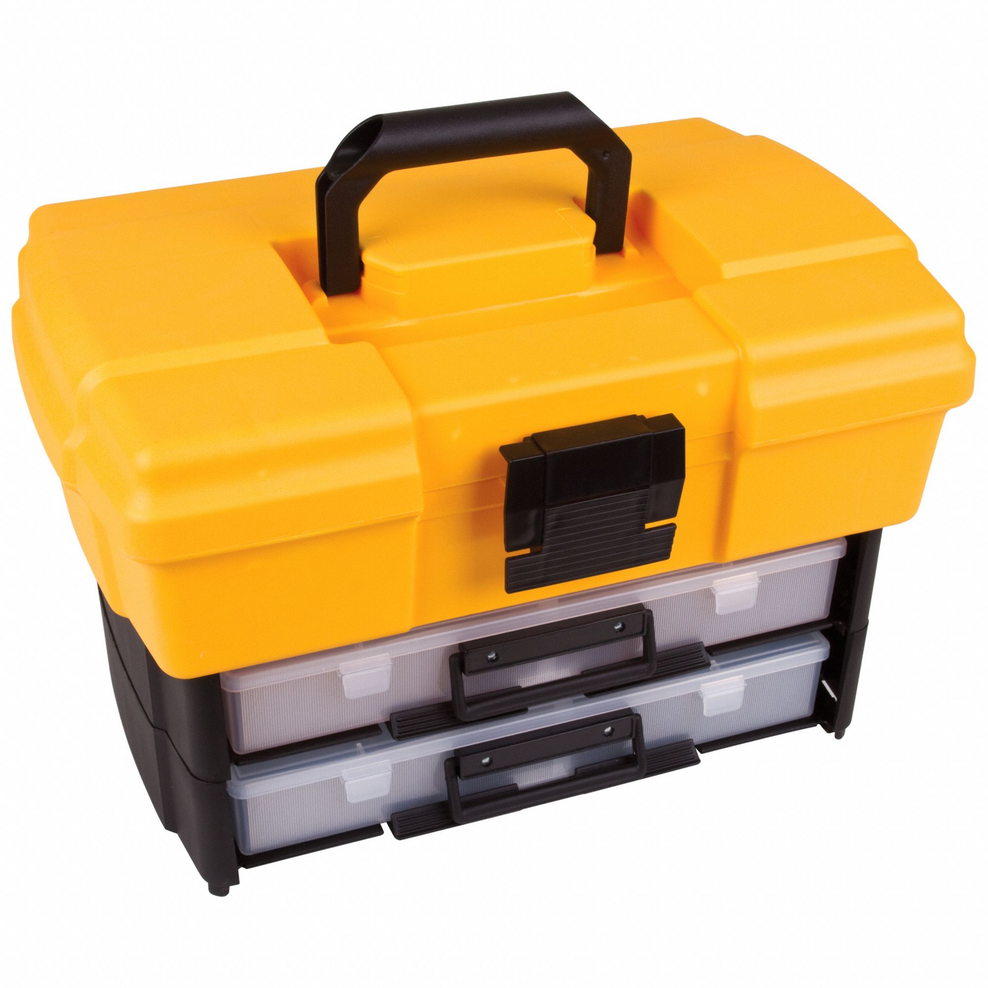 Small Parts Storage System: 18 in x 18 1/2 in x 11 3/4 in, Yellow, Mechanical, 0 Drawers