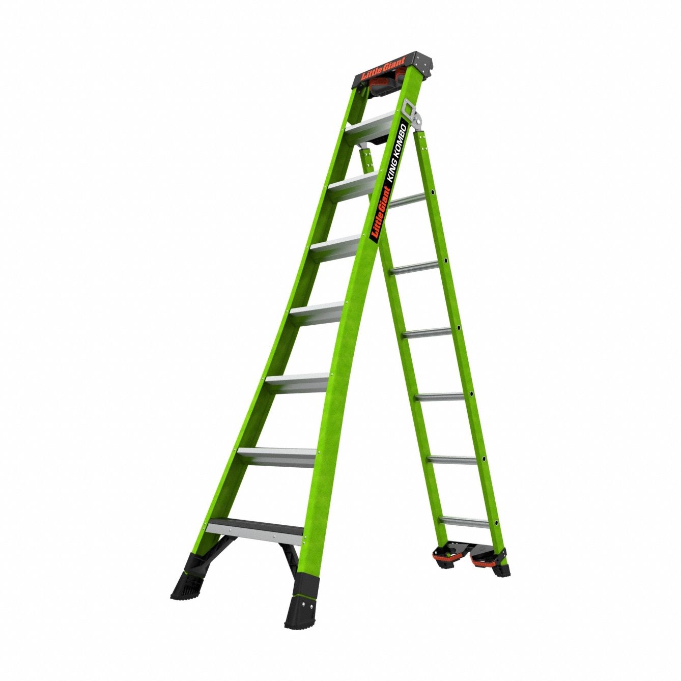 Combination Ladder: 3 Configurations, Fiberglass, 375 lb Load Capacity, 34 lb Wt