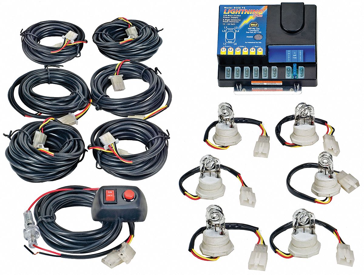 Strobe System, (6) ScrewIn, Clear, AMP Connection Type Grainger